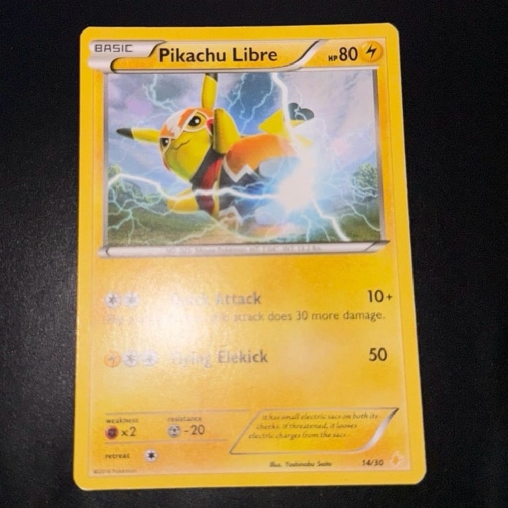 Pikachu Libre XY Trainer kit 14/30 Rare year 2016 Reverse art non-holo NM